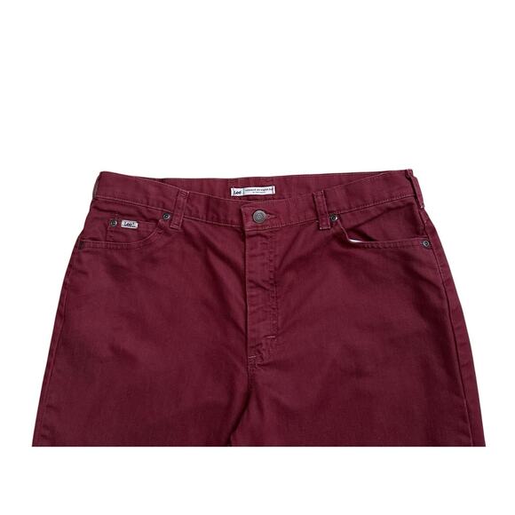 LEE Womens Size 14 Short Maroon Red Relaxed Straight Leg Jeans 29.5" Inseam - Picture 4 of 7